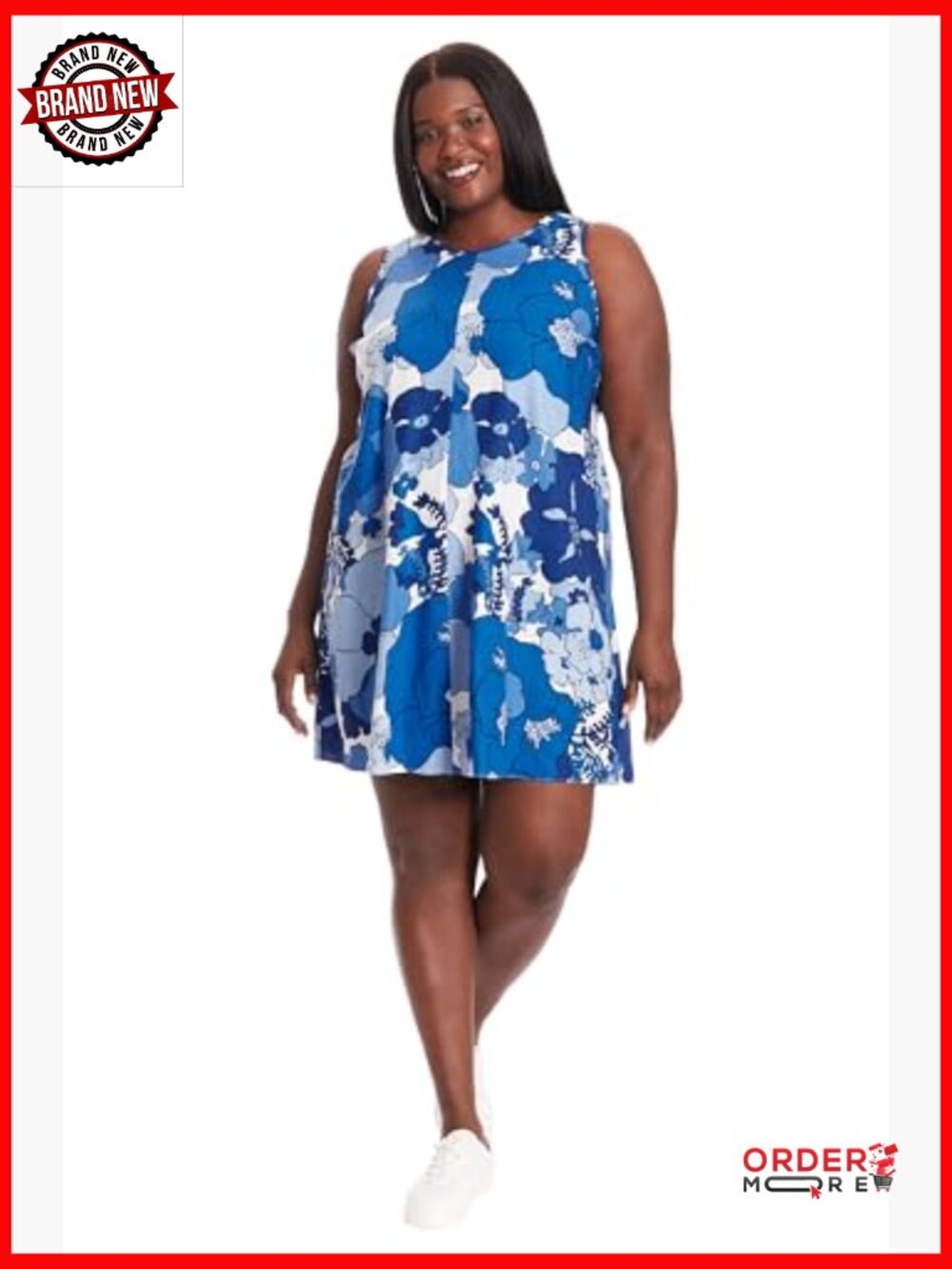 Linen Blend Sleeveless Shift Dress, Casual Summer Mod Style, Above Knee - Picture 4 of 7